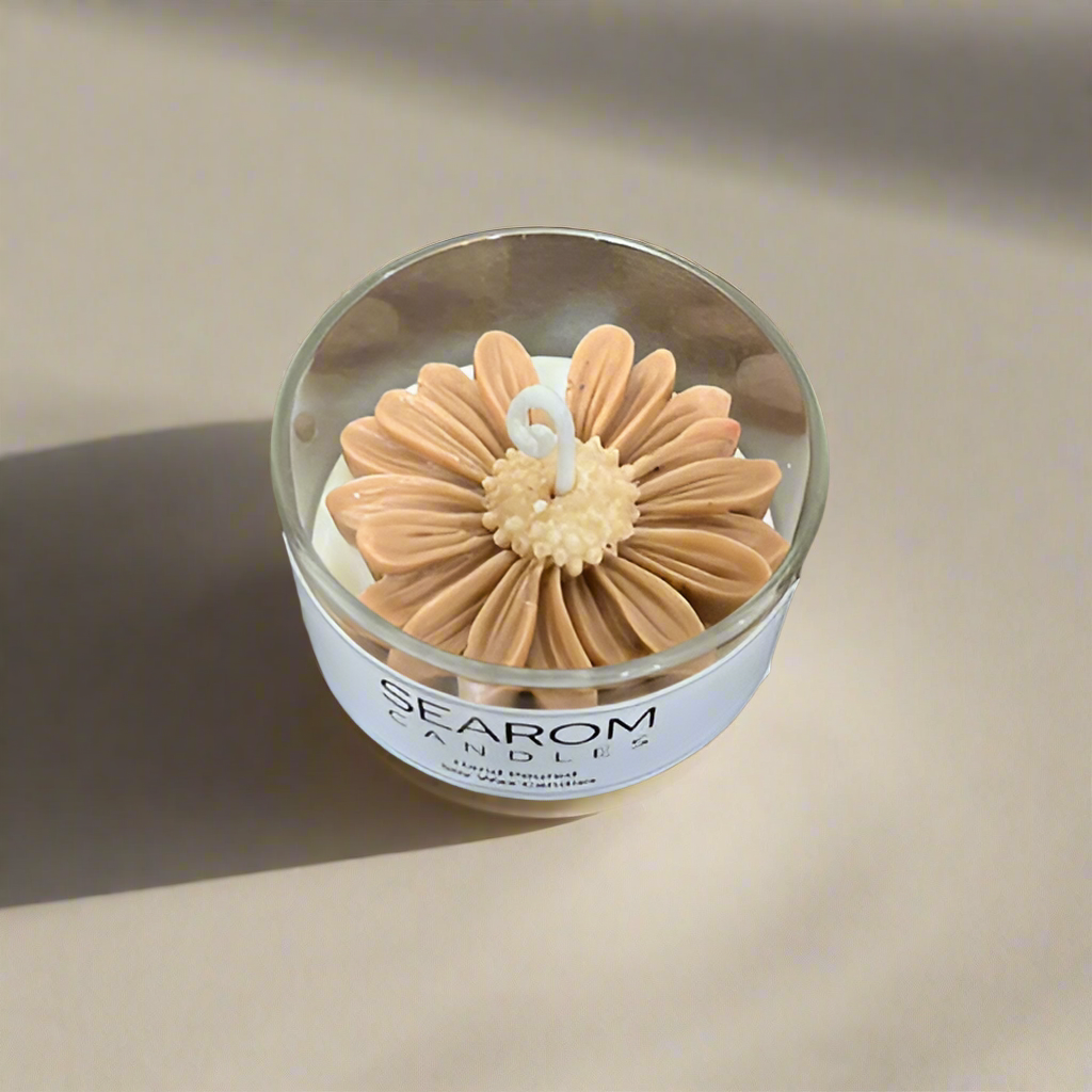 Glass Container Daisy Candle