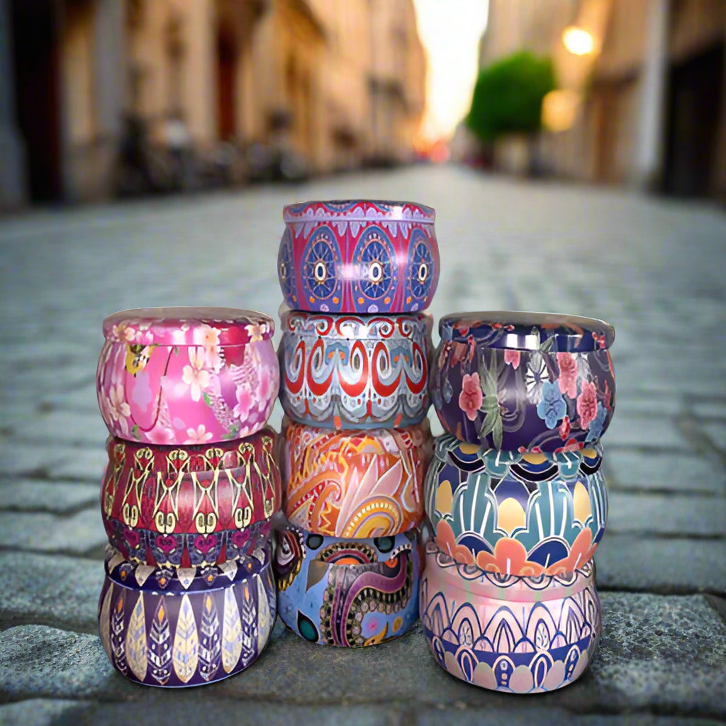 Desi Rangoli Theme Tin Scented Candle