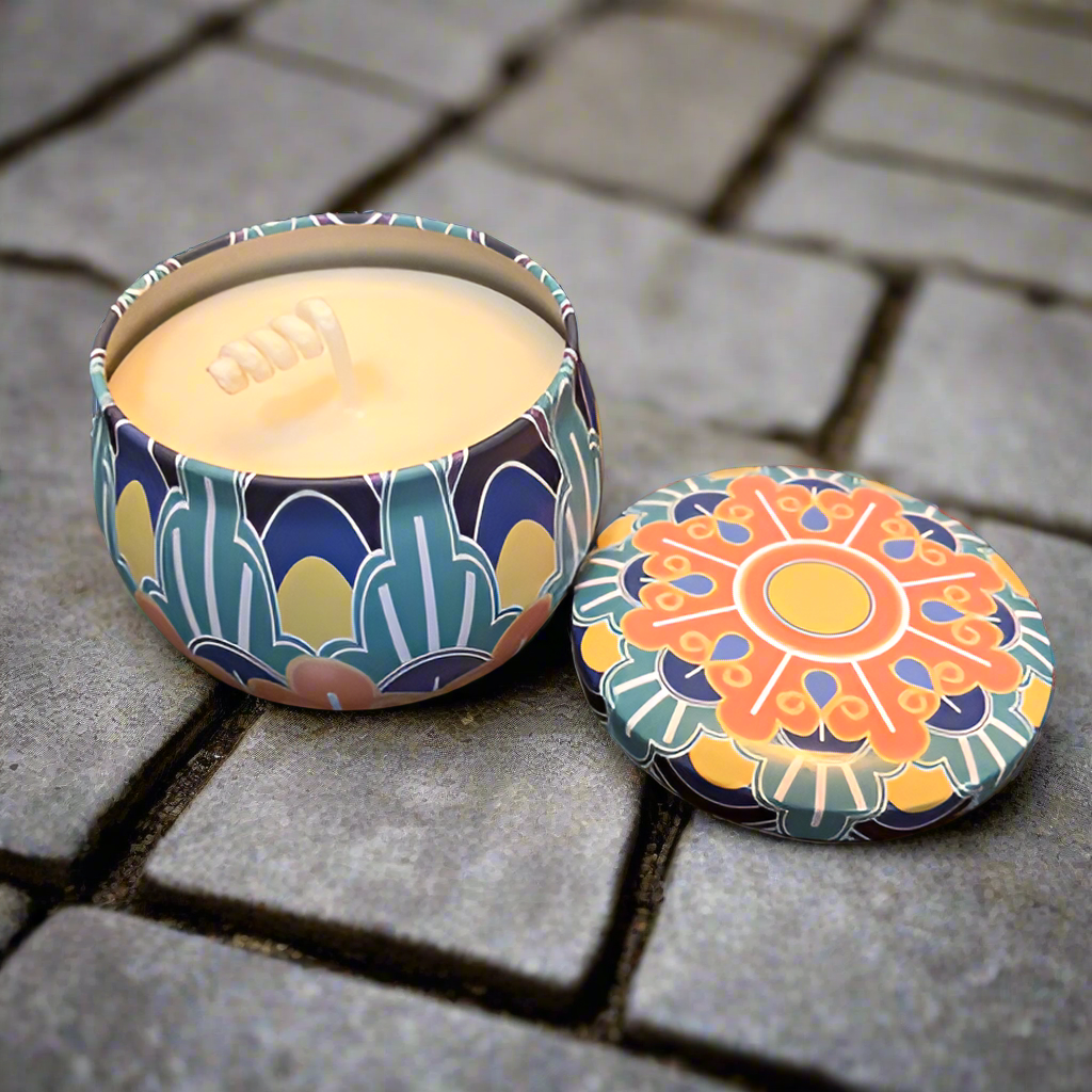 Desi Rangoli Theme Tin Scented Candle