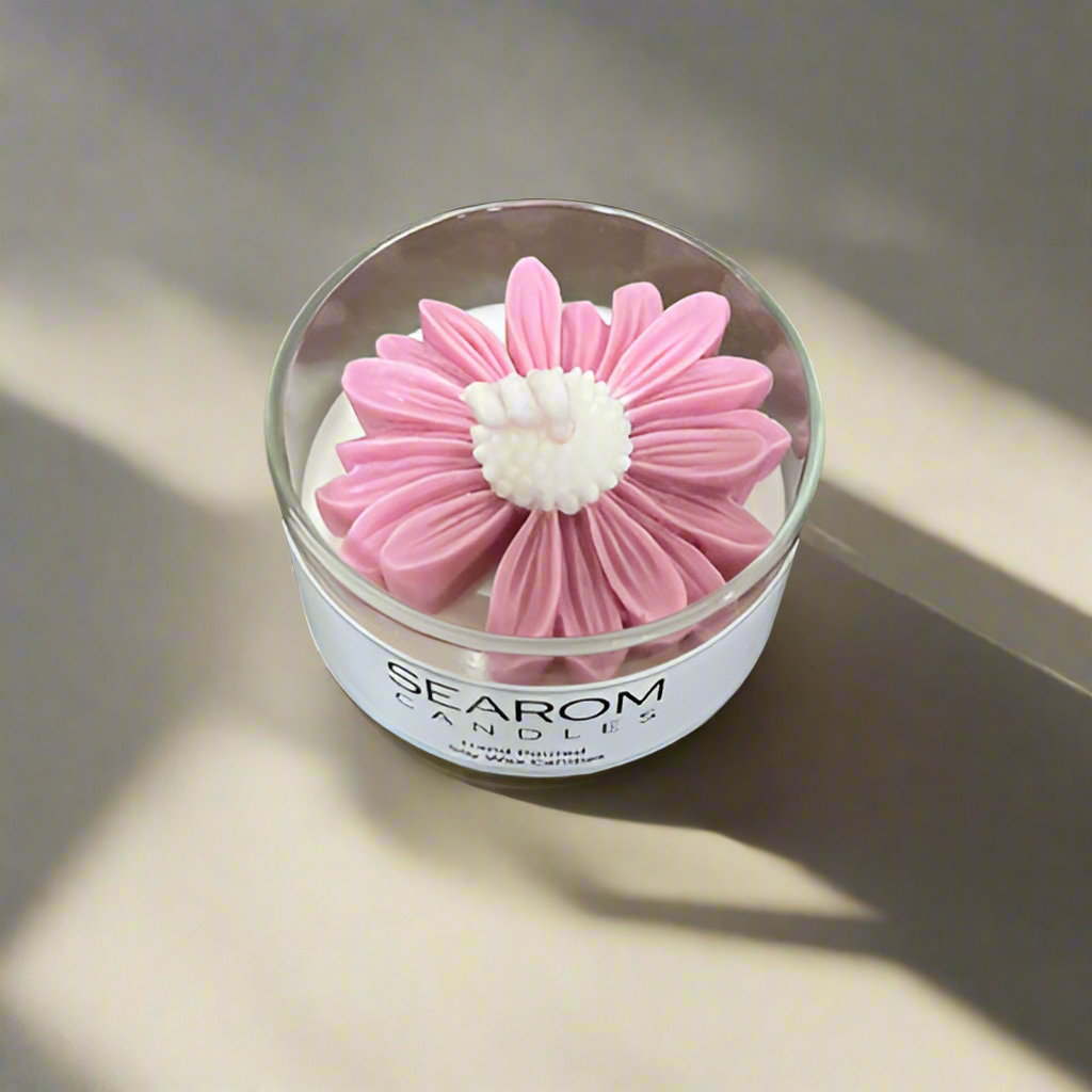 Glass Container Daisy Candle