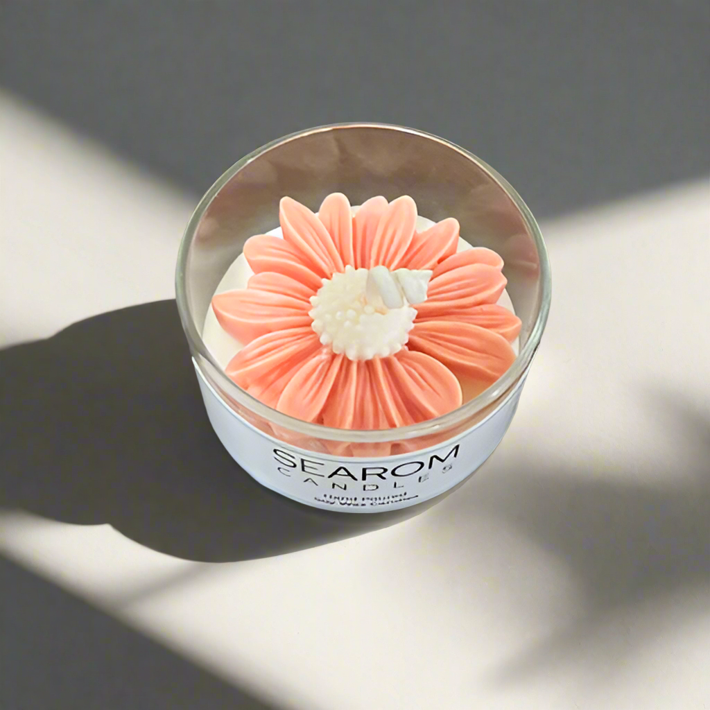 Glass Container Daisy Candle